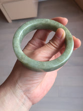 Load image into Gallery viewer, 58mm certified type A 100% Natural light green/gray chubby square style Jadeite Jade bangle AU57-1511
