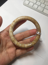Load image into Gallery viewer, 55mm 100% natural light brown yellow round cut Coral Jade (珊瑚玉) bangle SY120
