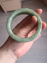 Load image into Gallery viewer, 58mm certified type A 100% Natural light green/gray chubby square style Jadeite Jade bangle AU57-1511
