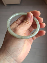 Load image into Gallery viewer, 54.5mm Certified type A 100% Natural light green gray black slim round cut Jadeite bangle PA201-2443
