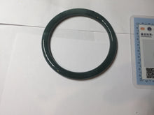 Load image into Gallery viewer, 55.3mm Certified Type A 100% Natural dark green/blue/gray with Guatemala slim round cut Jadeite bangle PH13-2350
