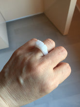 Load image into Gallery viewer, 100% natural type A light green/gray/white one-piece carved dragon jadeite jade ring group F154
