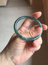 Load image into Gallery viewer, 55mm Certified Type A 100% Natural dark green/blue/gray with Guatemala slim round cut Jadeite bangle PJ95-2449
