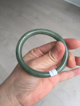 Load image into Gallery viewer, 50.5mm certificated Type A 100% Natural dark green/gray round cut oval Jadeite Jade bangle BK47-2879
