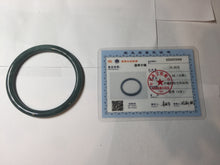 Load image into Gallery viewer, 55.3mm Certified Type A 100% Natural dark green/blue/gray with Guatemala slim round cut Jadeite bangle PH13-2350
