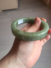 Load image into Gallery viewer, 58mm certified type A 100% Natural light green/gray chubby square style Jadeite Jade bangle AU57-1511
