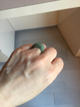Load image into Gallery viewer, 100% natural type A light green/gray/white one-piece carved dragon jadeite jade ring group F154
