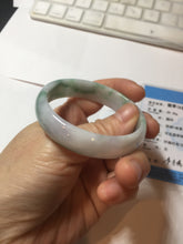 Load image into Gallery viewer, 50.5mm certified 100% natural Type A sunny green/white/purple thin jadeite jade bangle PE77-5465
