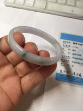 Load image into Gallery viewer, 50.3mm certified 100% natural Type A sunny green white/purple(春带彩) slim jadeite jade bangle BS166-1621
