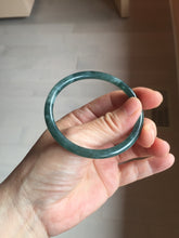 Load image into Gallery viewer, 55mm Certified Type A 100% Natural dark green/blue/gray with Guatemala slim round cut Jadeite bangle PJ95-2449
