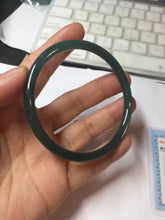 Load image into Gallery viewer, 59mm Certified Type A 100% Natural light black/green/gray Guatemala slim round cut Jadeite bangle PJ80-0672
