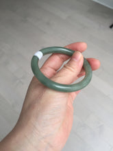 Load image into Gallery viewer, 50.5mm certificated Type A 100% Natural dark green/gray round cut oval Jadeite Jade bangle BK47-2879
