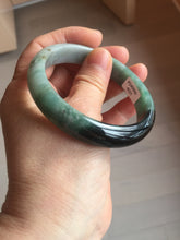 Load image into Gallery viewer, 56.6mm certified 100% natural Type dark green/ gray jadeite jade bangle AU56-4021
