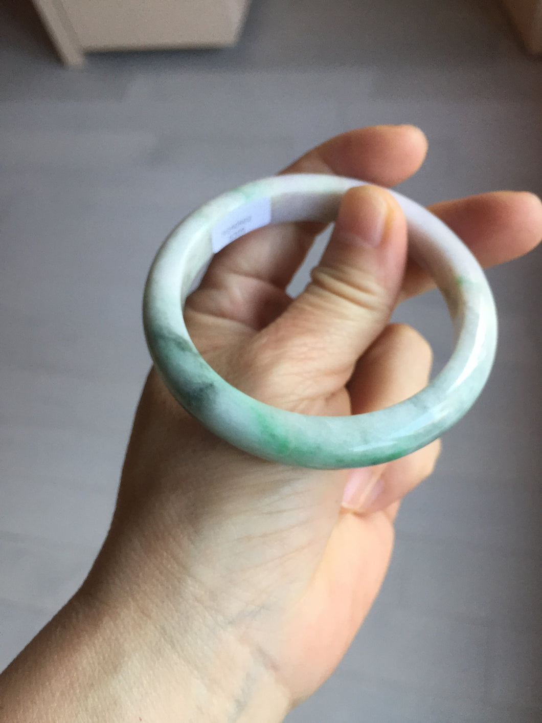 55.5mm certified 100% natural Type A sunny green purple yellow(FU LU SHOU) white jadeite bangle PD156-6309