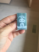 Load image into Gallery viewer, 100% Natural type A green/blue/gray Guatemala jadeite shadow carving little girl safe and sound pendant necklace/worry stone PC121
