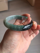 Load image into Gallery viewer, 56.6mm certified 100% natural Type dark green/ gray jadeite jade bangle AU56-4021
