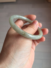 Load image into Gallery viewer, 54.4mm Certified type A 100% Natural light green gray black slim round cut Jadeite bangle PA199-2453
