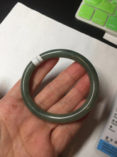 Load image into Gallery viewer, 50.5mm certificated Type A 100% Natural dark green/gray round cut oval Jadeite Jade bangle BK47-2879
