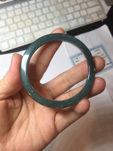 Load image into Gallery viewer, 50mm Type A 100% Natural dark green/black/blue/gray with flying snow Guatemala square style Jadeite bangle PJ81-0656
