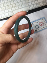 Load image into Gallery viewer, 50mm Type A 100% Natural dark green/black/blue/gray with flying snow Guatemala square style Jadeite bangle PJ81-0656
