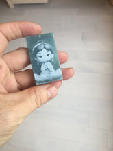Load image into Gallery viewer, 100% Natural type A green/blue/gray Guatemala jadeite shadow carving little girl safe and sound pendant necklace/worry stone PC121
