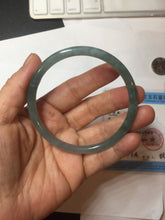 Load image into Gallery viewer, 60.5mm Certified Type A 100% Natural icy watery deep sea dark green/blue/purple/gray/black Guatemala round cut Jadeite bangle PB133-1486
