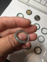 Load image into Gallery viewer, 18.1mm size 8 100% natural type A icy watery green/blue slim style Guatemala jadeite jade band ring group  BP75
