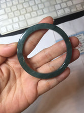 Load image into Gallery viewer, 50mm Type A 100% Natural dark green/black/blue/gray with flying snow Guatemala square style Jadeite bangle PJ81-0656
