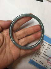 Load image into Gallery viewer, 60.5mm Certified Type A 100% Natural icy watery deep sea dark green/blue/purple/gray/black Guatemala round cut Jadeite bangle PB133-1486
