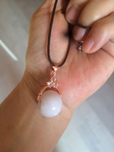 Load image into Gallery viewer, Type A 100% Natural white/light purple drum shape Jadeite Jade bead/pendant BF95
