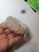 Load image into Gallery viewer, 55mm 100% natural light pink/gray/beige/white Quartzite (Shetaicui jade) carved flowers bangle SY52
