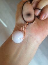 Load image into Gallery viewer, Type A 100% Natural white/light purple drum shape Jadeite Jade bead/pendant BF95
