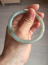 Load image into Gallery viewer, 54.5mm Certified type A 100% Natural light green gray black slim round cut Jadeite bangle PA198-2454
