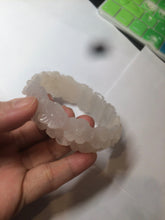 Load image into Gallery viewer, 55mm 100% natural light pink/gray/beige/white Quartzite (Shetaicui jade) carved flowers bangle SY52
