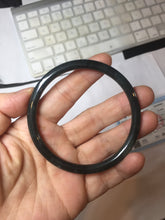 Load image into Gallery viewer, 59.1mm Certified Type A 100% Natural light black/green/gray Guatemala slim round cut Jadeite bangle PJ83-0661
