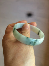 Load image into Gallery viewer, 52.5mm certified type A 100% Natural green/white with green floating flowers jadeite jade bangle AT94-0777
