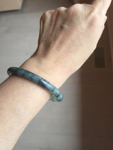 Load image into Gallery viewer, 55.4mm Certified Type A 100% Natural icy watery dark green/gray round cut Jadeite bangle AA133-6936
