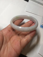 Load image into Gallery viewer, 52mm certified type A 100% Natural sunny green/white/purple oval jadeite jade bangle BK117-0281
