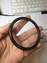 Load image into Gallery viewer, 59.1mm Certified Type A 100% Natural light black/green/gray Guatemala slim round cut Jadeite bangle PJ83-0661
