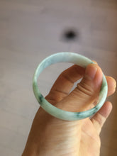 Load image into Gallery viewer, 52.5mm certified type A 100% Natural green/white with green floating flowers jadeite jade bangle AT94-0777
