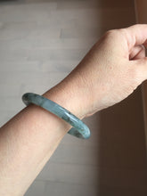 Load image into Gallery viewer, 55.4mm Certified Type A 100% Natural icy watery dark green/gray round cut Jadeite bangle AA133-6936
