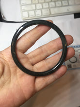 Load image into Gallery viewer, 59.1mm Certified Type A 100% Natural light black/green/gray Guatemala slim round cut Jadeite bangle PJ83-0661

