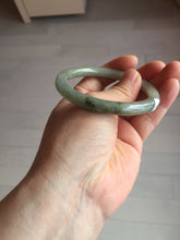 Load image into Gallery viewer, 54.5mm Certified type A 100% Natural light green gray black slim round cut Jadeite bangle PA197-2440

