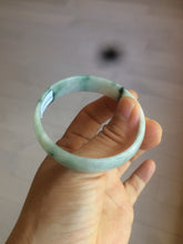 Load image into Gallery viewer, 52.5mm certified type A 100% Natural green/white with green floating flowers jadeite jade bangle AT94-0777
