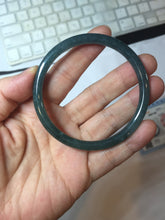 Load image into Gallery viewer, 56.2mm Certified Type A 100% Natural dark green/gray/black Guatemala slim round cut Jadeite bangle PJ84-0653

