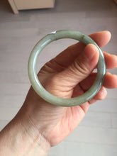 Load image into Gallery viewer, 54.5mm Certified type A 100% Natural light green gray black slim round cut Jadeite bangle PA197-2440
