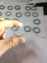 Load image into Gallery viewer, 18.5mm size 8 1/2 100% natural type A icy watery green/blue slim style Guatemala jadeite jade band ring group PE79
