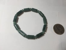 Load image into Gallery viewer, Size 50-58mm 100% Natural Type A Dark Green Blue Guatemala Jadeite Jade Cylinder &amp; Round Bead Bracelet Group BS169
