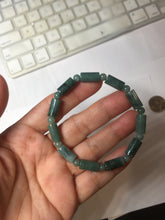 Load image into Gallery viewer, Size 50-58mm 100% Natural Type A Dark Green Blue Guatemala Jadeite Jade Cylinder &amp; Round Bead Bracelet Group BS169

