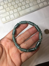 Load image into Gallery viewer, Size 50-58mm 100% Natural Type A Dark Green Blue Guatemala Jadeite Jade Cylinder &amp; Round Bead Bracelet Group BS169
